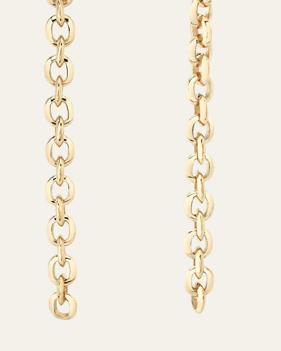 Extra-Small Knife Edge Link Long Drop Earrings in 18k Yellow Gold